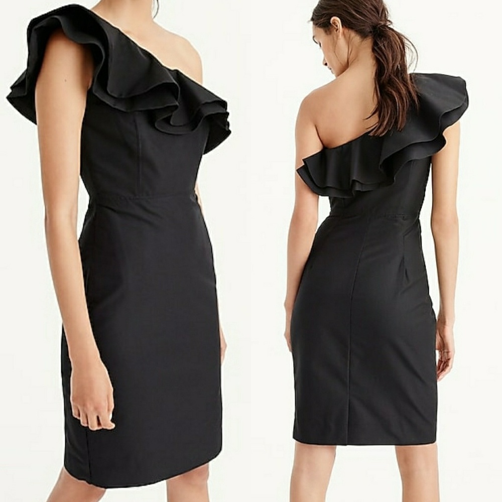 J. Crew One-Shoulder Ruffle Dress | Red |12p - Picture 3 of 6